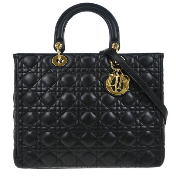 Christian Dior Black Lambskin Lady Dior Cannage 2way Handbag 02-MA-1100 114797 - Picture 1 of 10